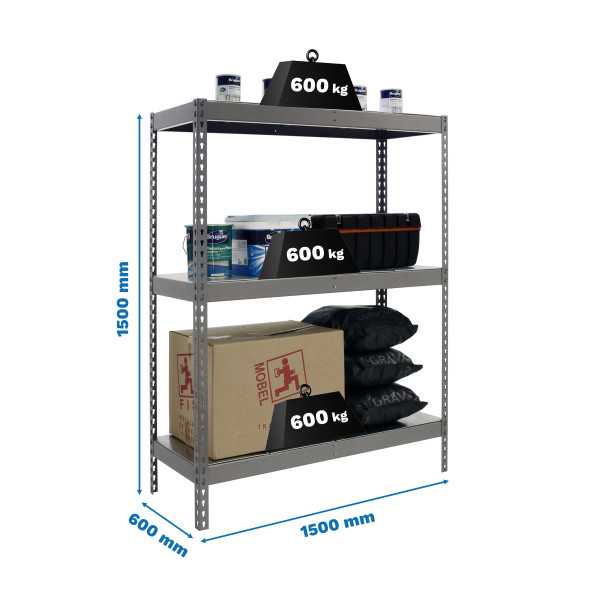 Estanteria 1500x1500x600 SIMONFORTE 1506/3 METAL 1500 GRIS/GALVA marca SIMONRACK