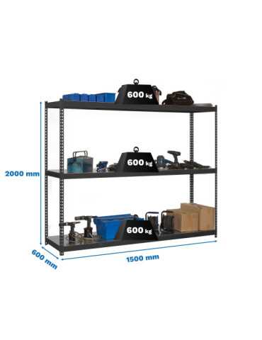 Estanteria 2000x1500x600 SIMONFORTE 1506/3 METAL ANTRACITA/GALVA marca SIMONRACK
