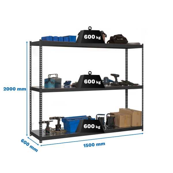 Estanteria 2000x1500x600 SIMONFORTE 1506/3 METAL ANTRACITA/GALVA marca SIMONRACK