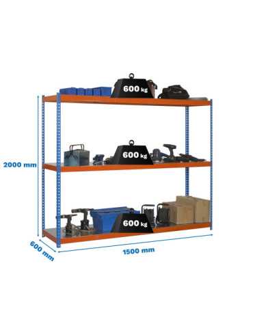 Estanteria 2000x1500x600 SIMONFORTE 1506/3 METAL AZUL/NARANJA/GALVA marca SIMONRACK