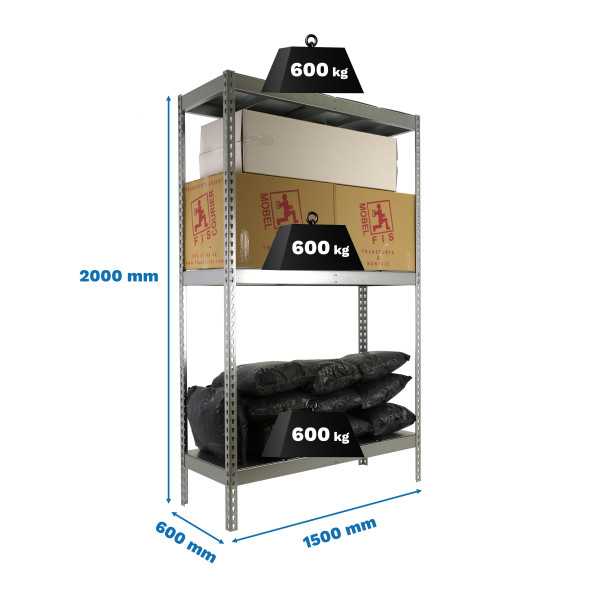Estanteria 2000x1500x600 SIMONFORTE 1506/3 METAL GALVA/GALVA marca SIMONRACK