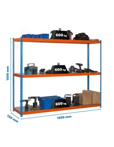 Estanteria 1500x1500x750 SIMONFORTE 1507/3 METAL 1500 AZUL/NARANJA/GAL marca SIMONRACK