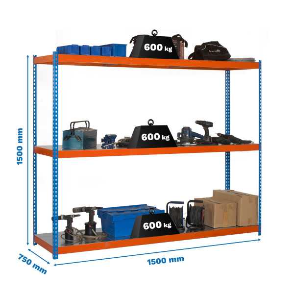 Estanteria 1500x1500x750 SIMONFORTE 1507/3 METAL 1500 AZUL/NARANJA/GAL marca SIMONRACK