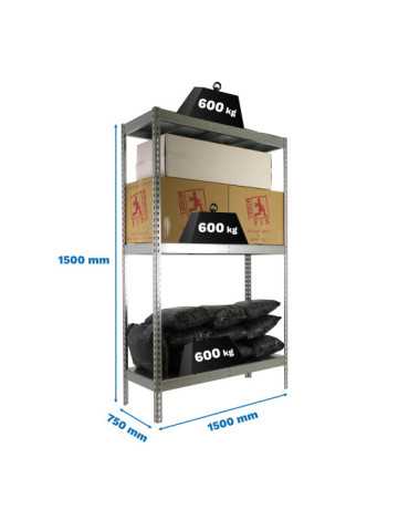 Estanteria 1500x1500x750 SIMONFORTE 1507/3 METAL 1500 GALVA/GALVA marca SIMONRACK