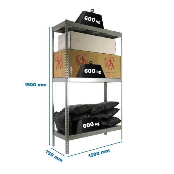 Estanteria 1500x1500x750 SIMONFORTE 1507/3 METAL 1500 GALVA/GALVA marca SIMONRACK