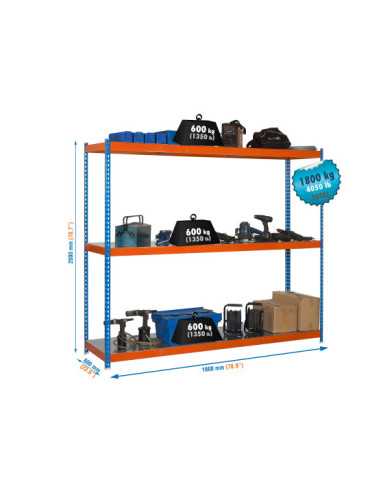 Estanteria 2000x1800x600 SIMONFORTE 1806/3 METAL AZUL/NARANJA/GALVA marca SIMONRACK