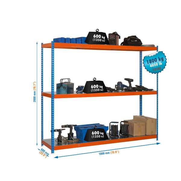 Estanteria 2000x1800x600 SIMONFORTE 1806/3 METAL AZUL/NARANJA/GALVA marca SIMONRACK