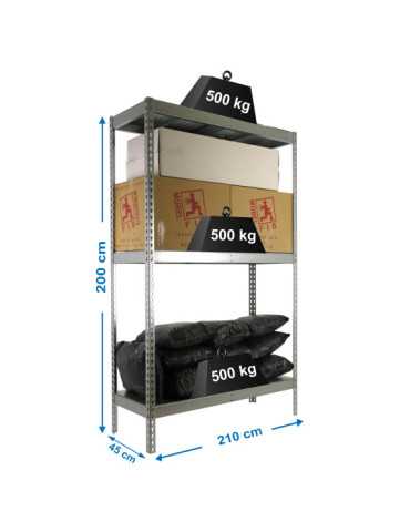 Estanteria 2000x2100x450 SIMONFORTE 2104/3 METAL GALVA/GALVA marca SIMONRACK