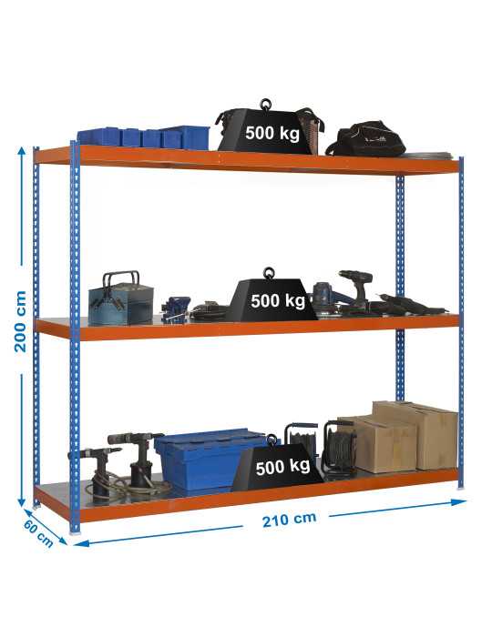 Estanteria 2000x2100x600 SIMONFORTE 2106/3 METAL AZUL/NARANJA/GALVA marca SIMONRACK