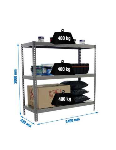 Estanteria 2000x2400x450 SIMONFORTE 2404/3 METAL GRIS/GALVA marca SIMONRACK