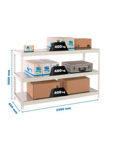 Estanteria 2000x2400x600 SIMONFORTE 2406/3 METAL BLANCO/GALVA marca SIMONRACK