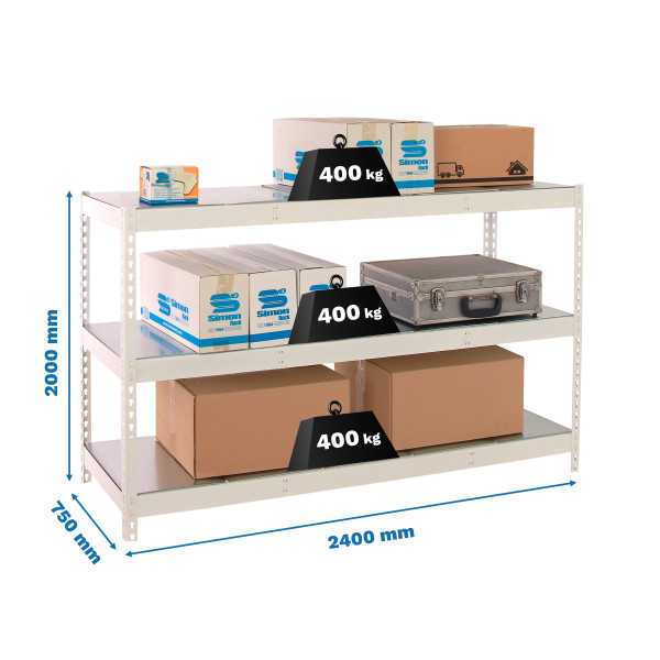 Estanteria 2000x2400x750 SIMONFORTE 2407/3 METAL BLANCO/GALVA marca SIMONRACK