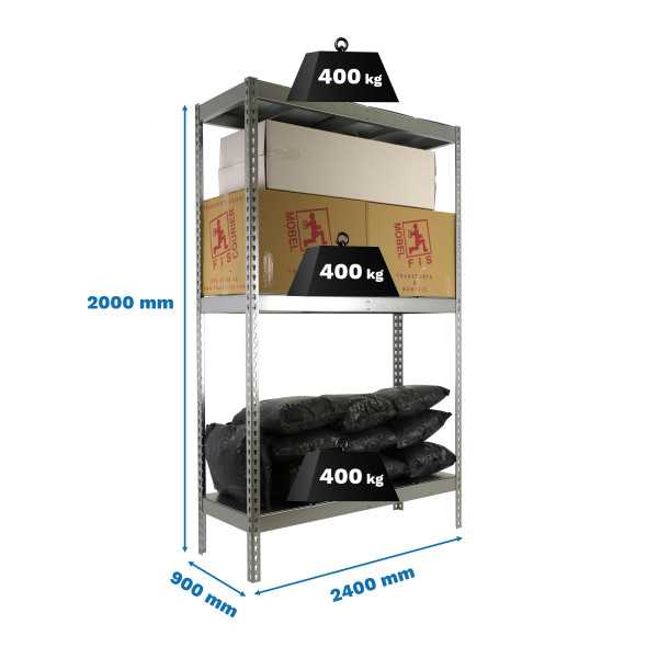 Estanteria 2000x2400x900 SIMONFORTE 2409/3 METAL GALVA/GALVA marca SIMONRACK