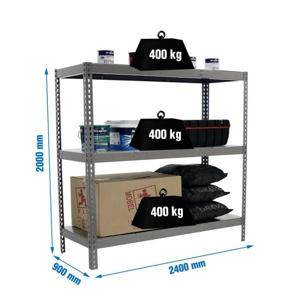Estanteria 2000x2400x900 SIMONFORTE 2409/3 METAL GRIS/GALVA marca SIMONRACK