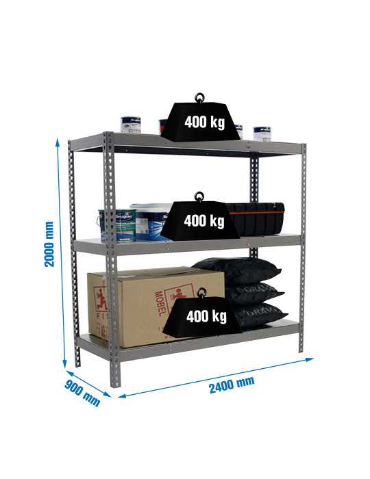 Estanteria 2000x2400x900 SIMONFORTE 2409/3 METAL GRIS/GALVA marca SIMONRACK