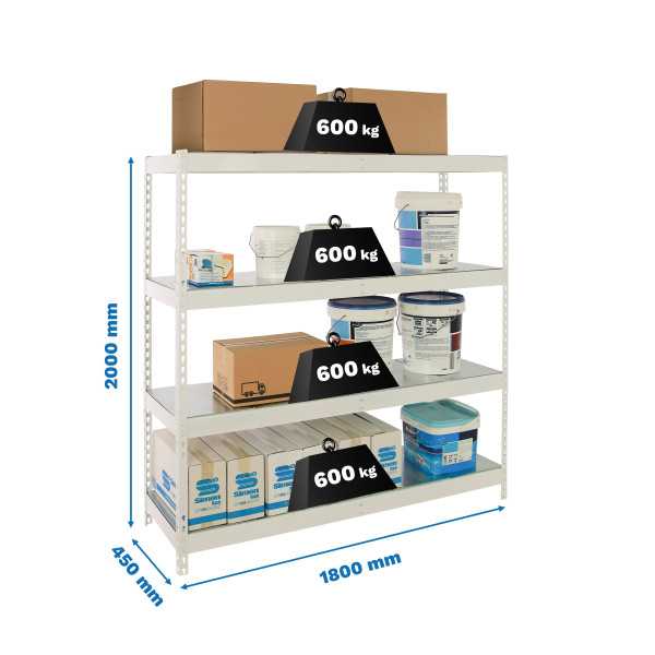 Estanteria 2000x1800x450 SIMONFORTE 1804/4 METAL BLANCO/GALVA marca SIMONRACK