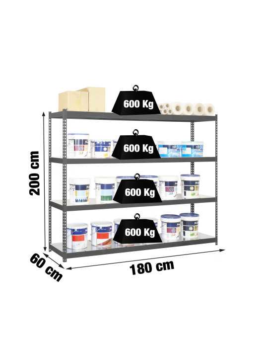 Estanteria 2000x1800x600 SIMONFORTE 1806/4 METAL ANTRACITA/GALVA marca SIMONRACK