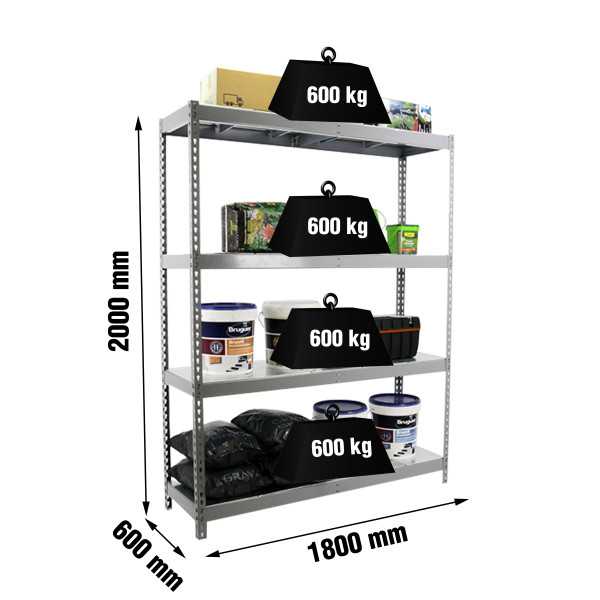 Estanteria 2000x1800x600 SIMONFORTE 1806/4 METAL GRIS/GALVA marca SIMONRACK
