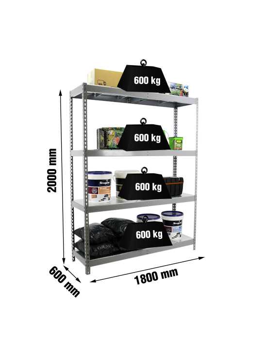 Estanteria 2000x1800x600 SIMONFORTE 1806/4 METAL GRIS/GALVA marca SIMONRACK