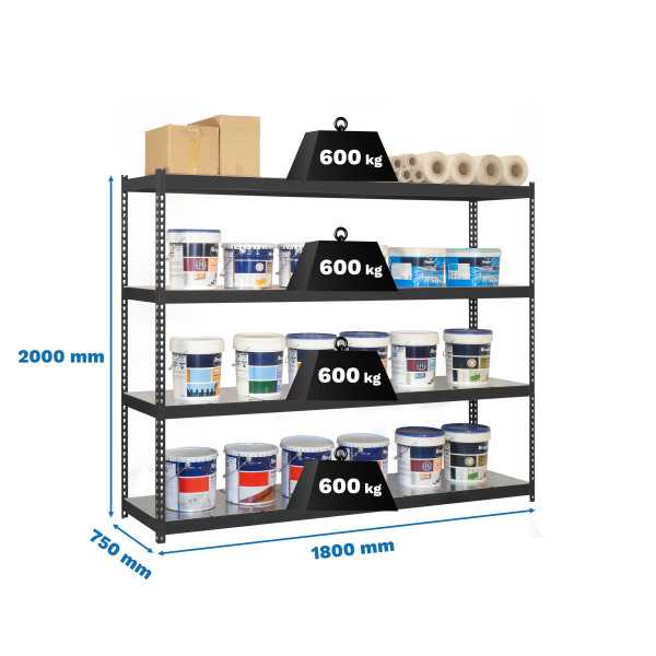 Estanteria 2000x1800x750 SIMONFORTE 1807/4 METAL ANTRACITA/GALVA marca SIMONRACK