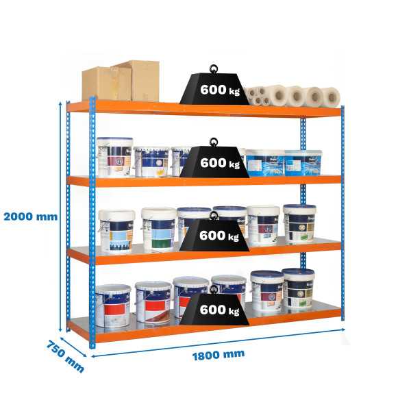 Estanteria 2000x1800x750 SIMONFORTE 1807/4 METAL AZUL/NARANJA/GALVA marca SIMONRACK