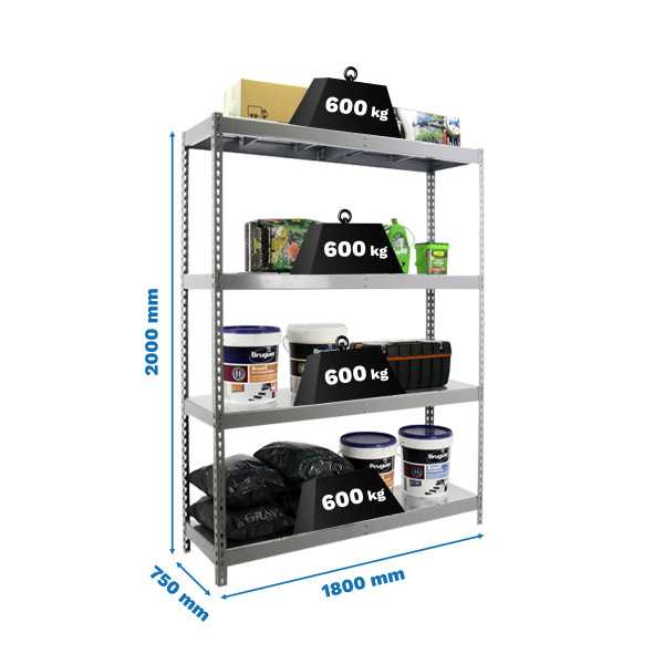 Estanteria 2000x1800x750 SIMONFORTE 1807/4 METAL GRIS/GALVA marca SIMONRACK