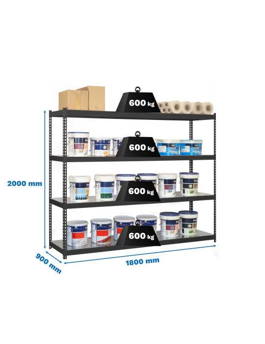 Estanteria 2000x1800x900 SIMONFORTE 1809/4 METAL ANTRACITA/GALVA marca SIMONRACK