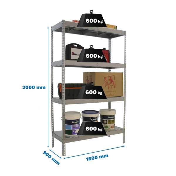 Estanteria 2000x1800x900 SIMONFORTE 1809/4 METAL GALVA/GALVA marca SIMONRACK