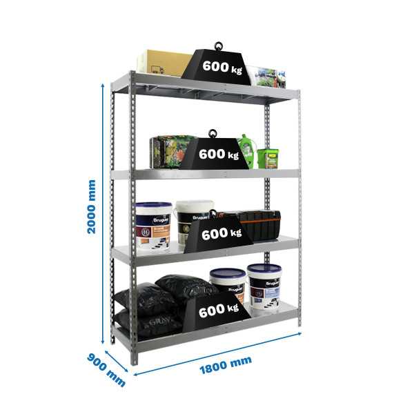 Estanteria 2000x1800x900 SIMONFORTE 1809/4 METAL GRIS/GALVA marca SIMONRACK
