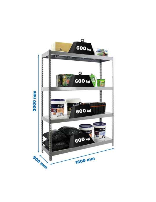 Estanteria 2000x1800x900 SIMONFORTE 1809/4 METAL GRIS/GALVA marca SIMONRACK