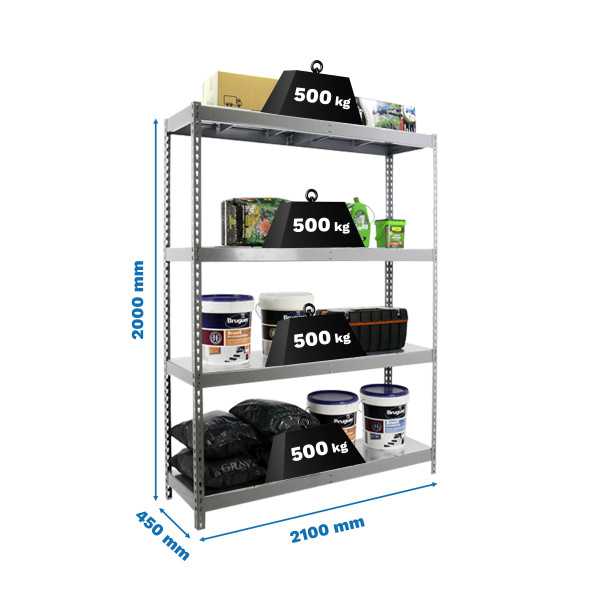 Estanteria 2000x2100x450 SIMONFORTE 2104/4 METAL GRIS/GALVA marca SIMONRACK