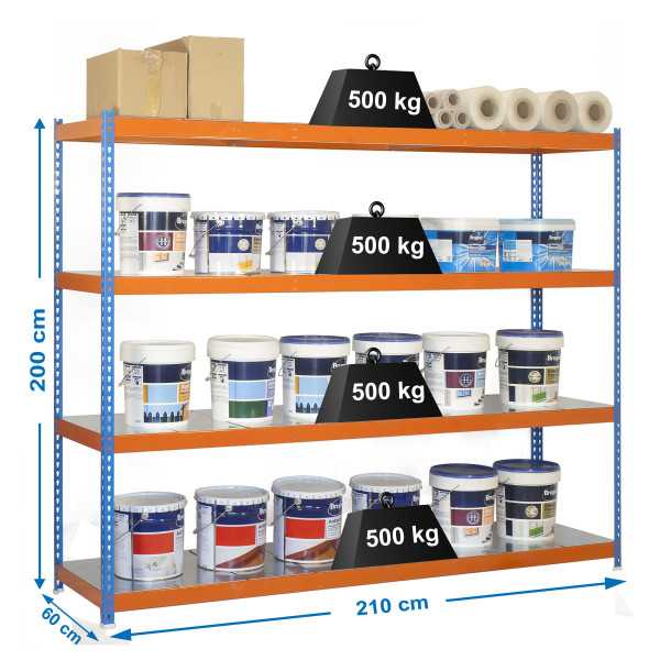 Estanteria 2000x2100x600 SIMONFORTE 2106/4 METAL AZUL/NARANJA/GALVA marca SIMONRACK