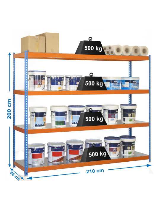 Estanteria 2000x2100x600 SIMONFORTE 2106/4 METAL AZUL/NARANJA/GALVA marca SIMONRACK