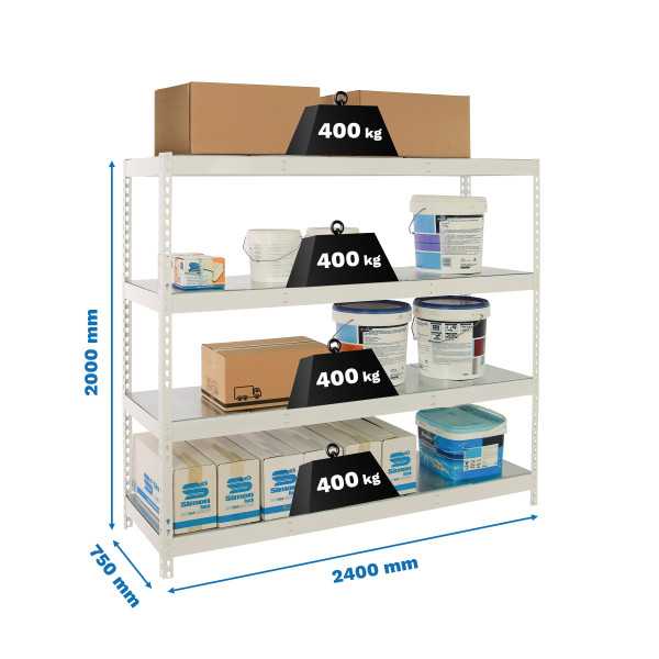 Estanteria 2000x2400x750 SIMONFORTE 2407/4 METAL BLANCO/GALVA marca SIMONRACK