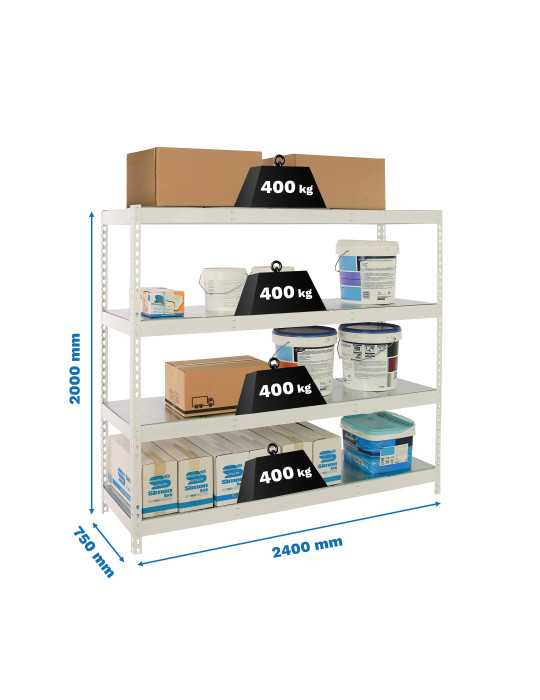 Estanteria 2000x2400x750 SIMONFORTE 2407/4 METAL BLANCO/GALVA marca SIMONRACK