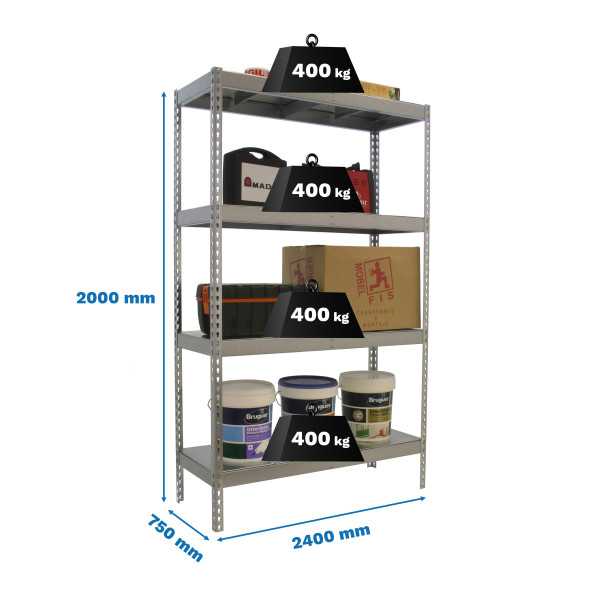 Estanteria 2000x2400x750 SIMONFORTE 2407/4 METAL GALVA/GALVA marca SIMONRACK