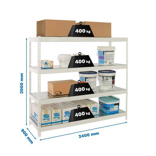 Estanteria 2000x2400x900 SIMONFORTE 2409/4 METAL BLANCO/GALVA marca SIMONRACK