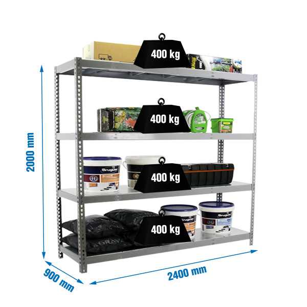Estanteria 2000x2400x900 SIMONFORTE 2409/4 METAL GRIS/GALVA marca SIMONRACK