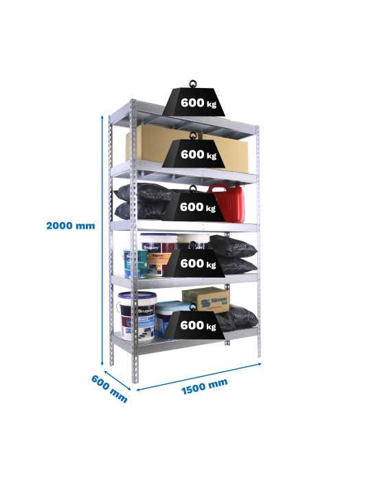 Estanteria 2000x1500x600 SIMONFORTE 1506/5 METAL GALVA/GALVA marca SIMONRACK