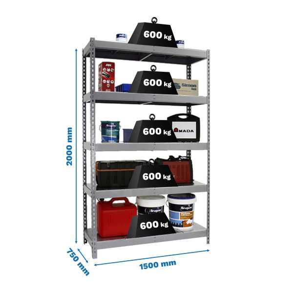 Estanteria 2000x1500x750 SIMONFORTE 1507/5 METAL GRIS/GALVA marca SIMONRACK