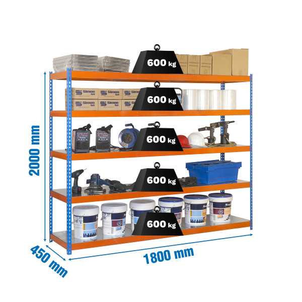Estanteria 2000x1800x450 SIMONFORTE 1804/5 METAL AZUL/NARANJA/GALVA marca SIMONRACK