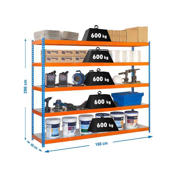 Estanteria 2000x1800x900 SIMONFORTE 1809/5 METAL AZUL/NARANJA/GALVA marca SIMONRACK