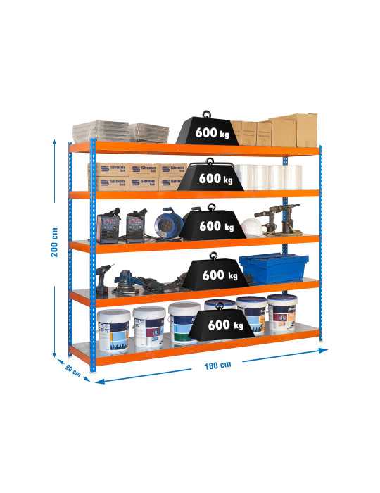 Estanteria 2000x1800x900 SIMONFORTE 1809/5 METAL AZUL/NARANJA/GALVA marca SIMONRACK