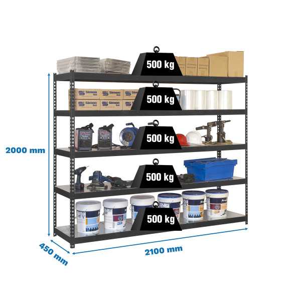 Estanteria 2000x2100x450 SIMONFORTE 2104/5 METAL ANTRACITA/GALVA marca SIMONRACK
