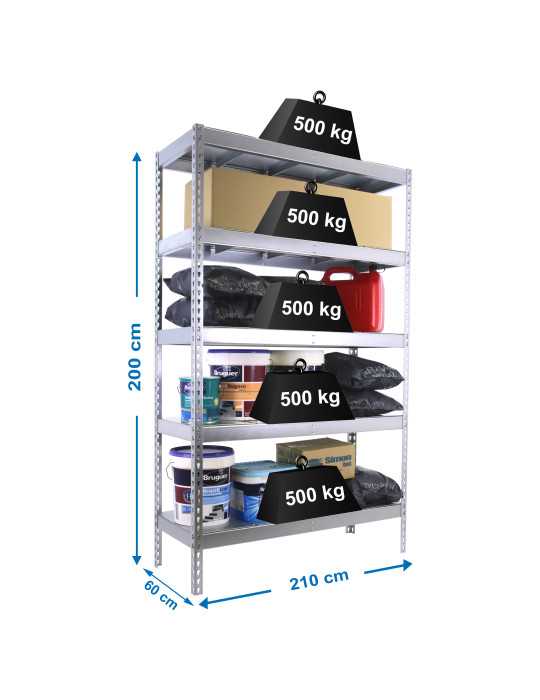 Estanteria 2000x2100x600 SIMONFORTE 2106/5 METAL GALVA/GALVA marca SIMONRACK