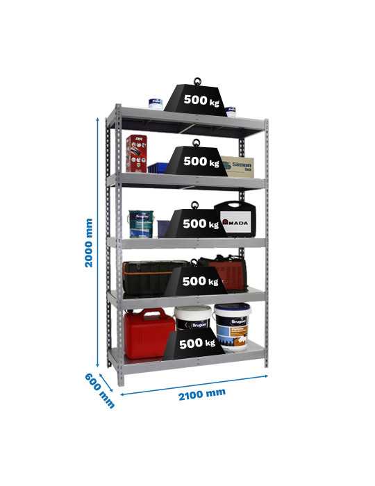 Estanteria 2000x2100x600 SIMONFORTE 2106/5 METAL GRIS/GALVA marca SIMONRACK