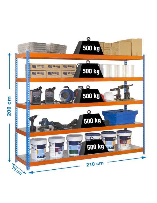 Estanteria 2000x2100x750 SIMONFORTE 2107/5 METAL AZUL/NARANJA/GALV marca SIMONRACK