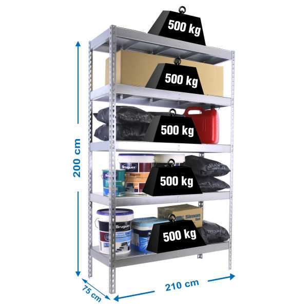 Estanteria 2000x2100x750 SIMONFORTE 2107/5 METAL GALVA/GALVA marca SIMONRACK