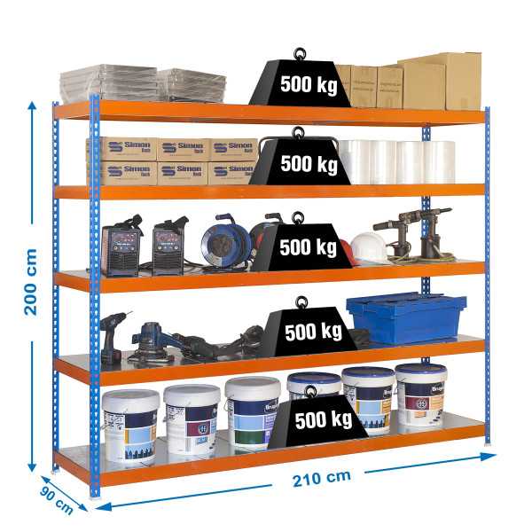 Estanteria 2000x2100x900 SIMONFORTE 2109/5 METAL AZUL/NARANJA/GALV marca SIMONRACK