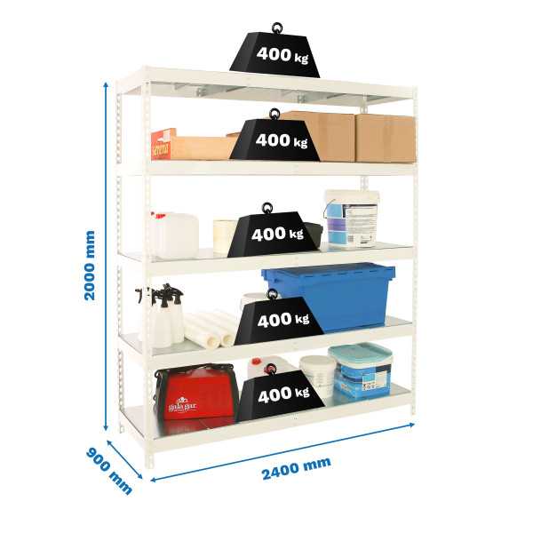 Estanteria 2000x2400x900 SIMONFORTE 2409/5 METAL BLANCO/GALVA marca SIMONRACK